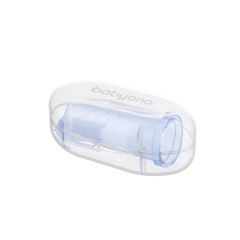 Prstový zubní kartáček pro miminka silikonový s pouzdrem, 0m+, modrý, BabyOno (3)